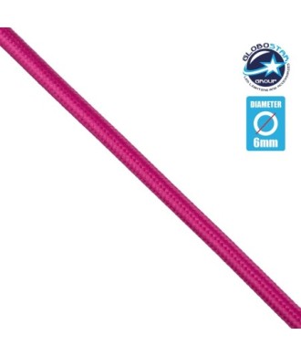 GloboStar® 77605 Στρογγυλό Υφασμάτινο Καλώδιο 1m 2 x 0.75mm² Φούξια